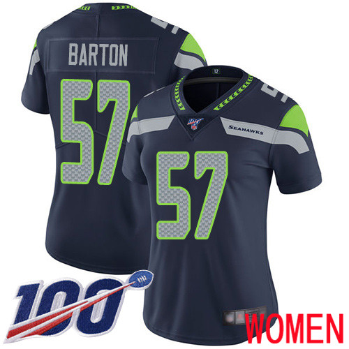 Seattle Seahawks Limited Navy Blue Women Cody Barton Home Jersey NFL Football #57 100th Season Vapor Untouchable